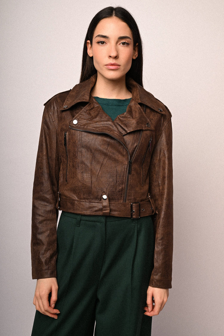 Giacca biker in similpelle vintage