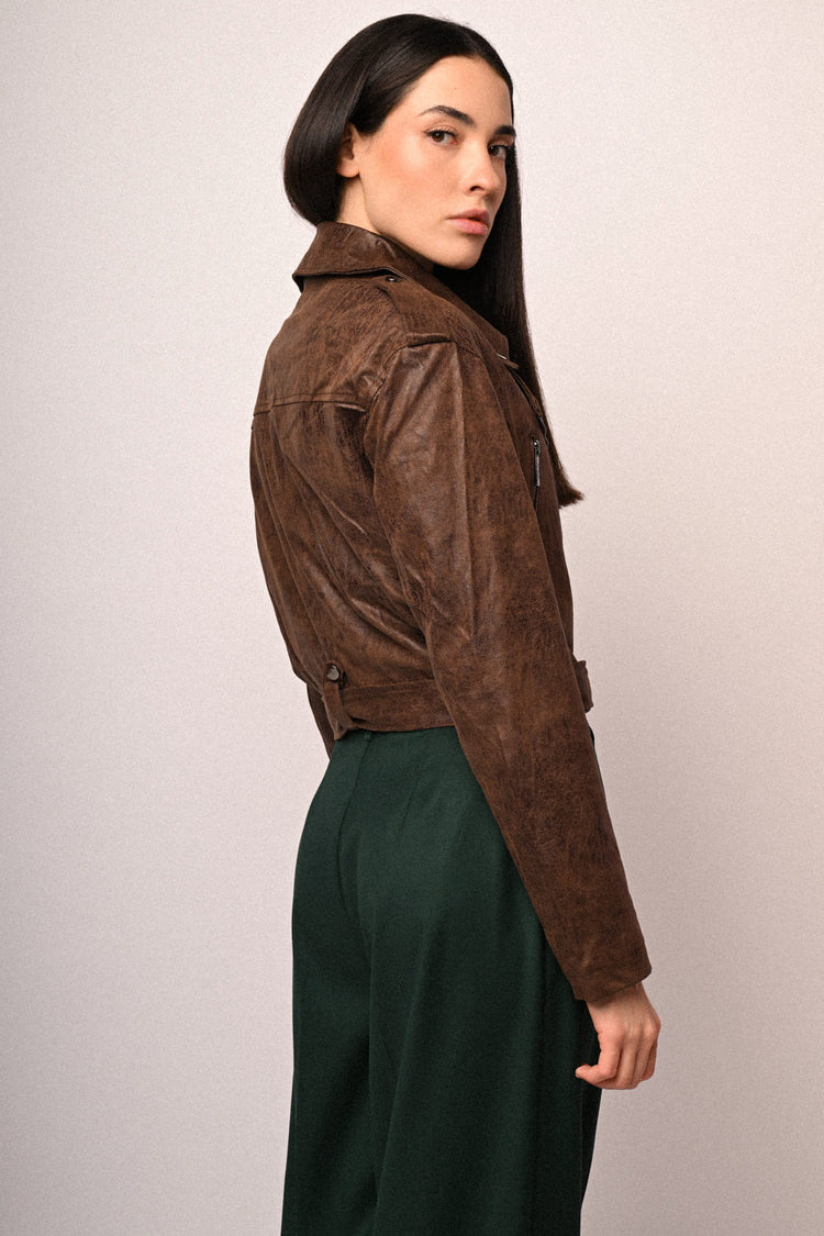 Giacca biker in similpelle vintage