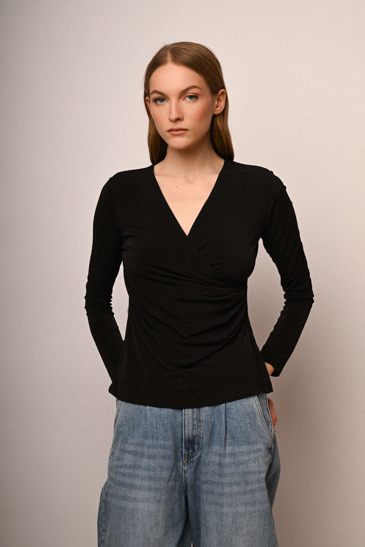 Top incrociato a maniche lunghe