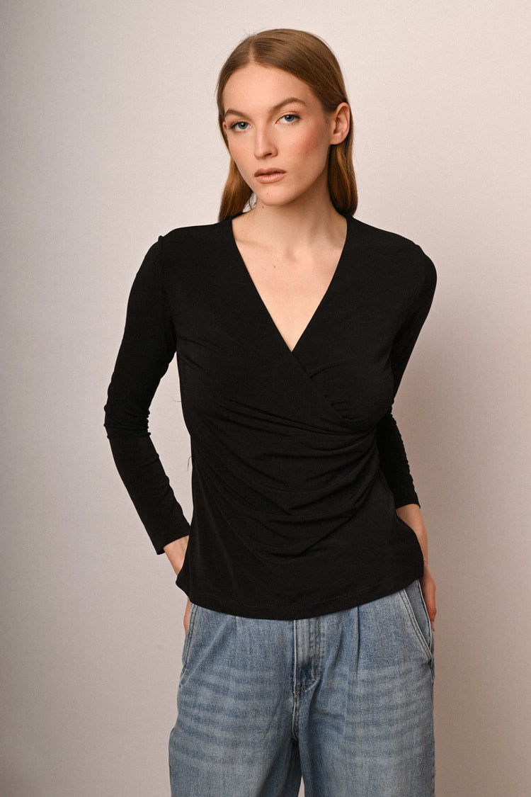 Top incrociato a maniche lunghe