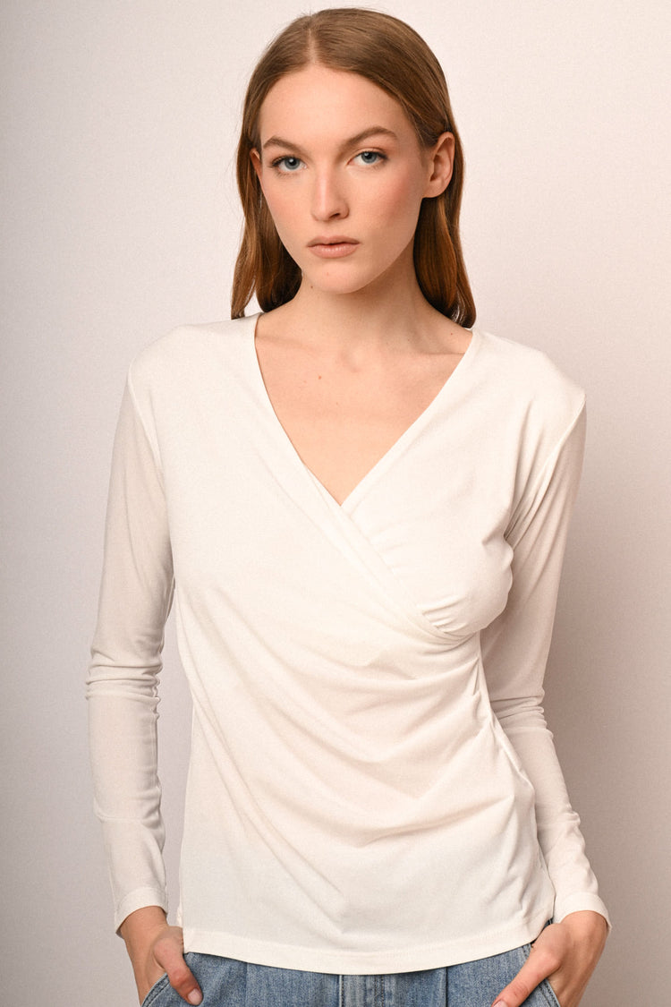 Top incrociato a maniche lunghe