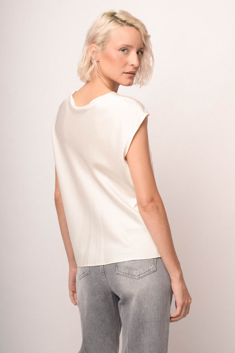 Top scollo V con strass