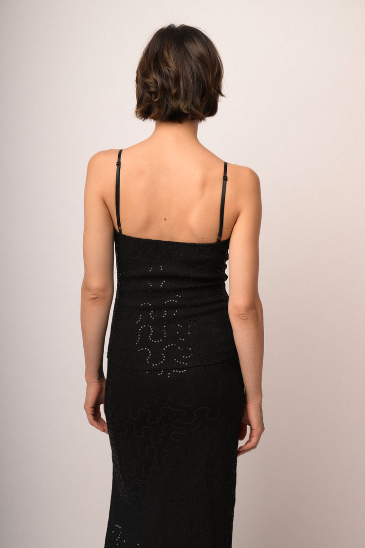 Top bustier in jacquard paillettes