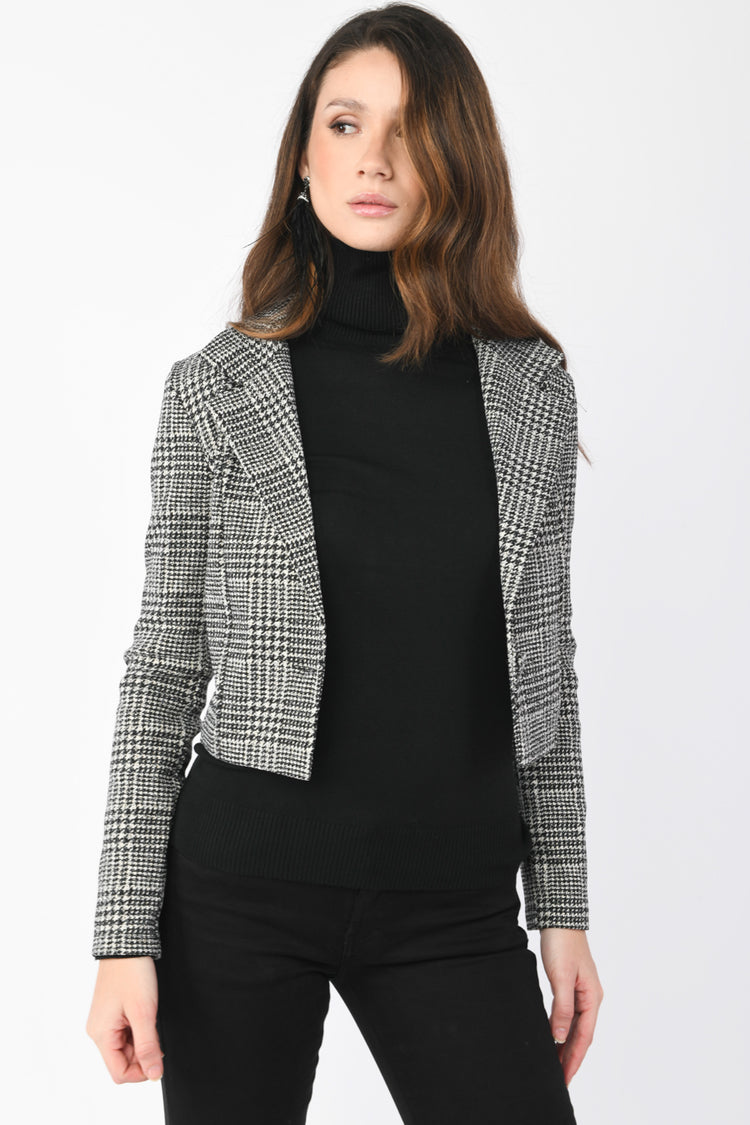 Blazer crop in Principe di Galles lurex