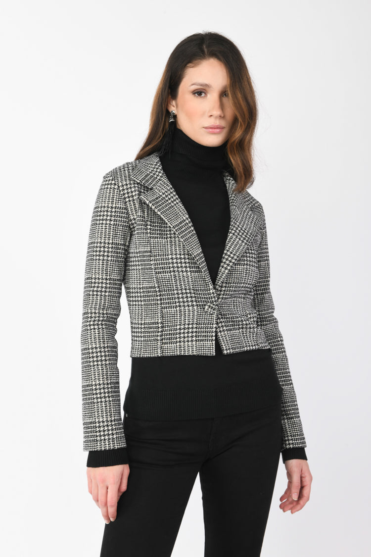 Blazer crop in Principe di Galles lurex