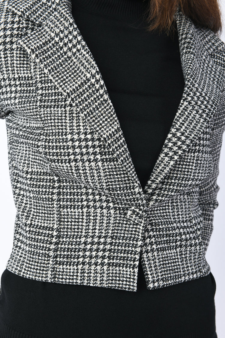 Blazer crop in Principe di Galles lurex