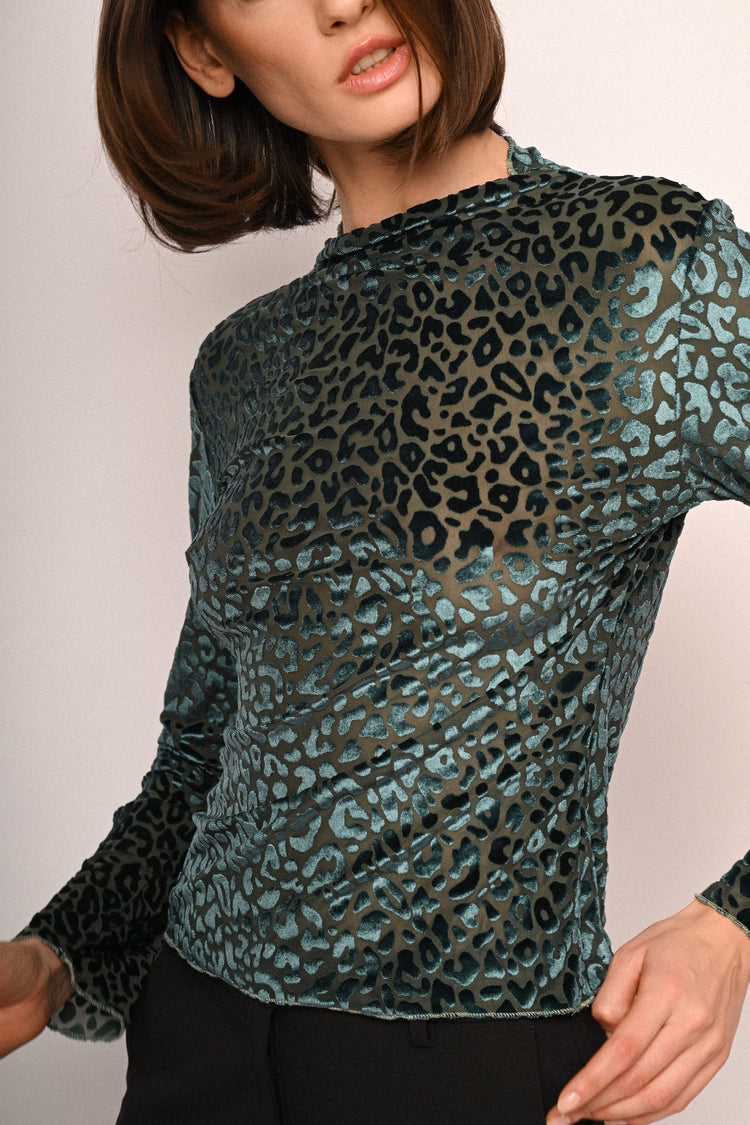 Top in velluto dévoré leopardato