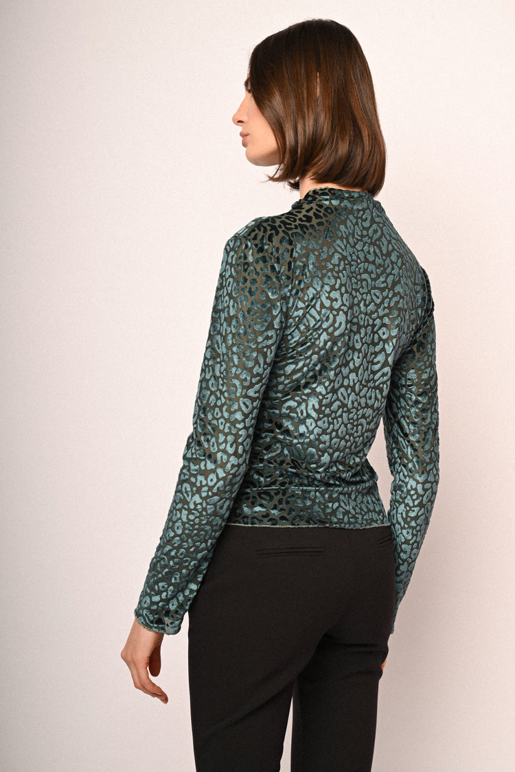 Top in velluto dévoré leopardato