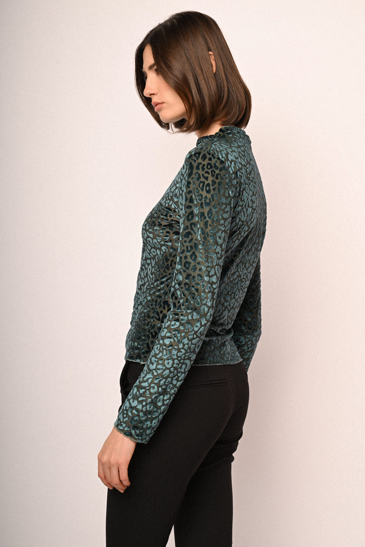 Top in velluto dévoré leopardato