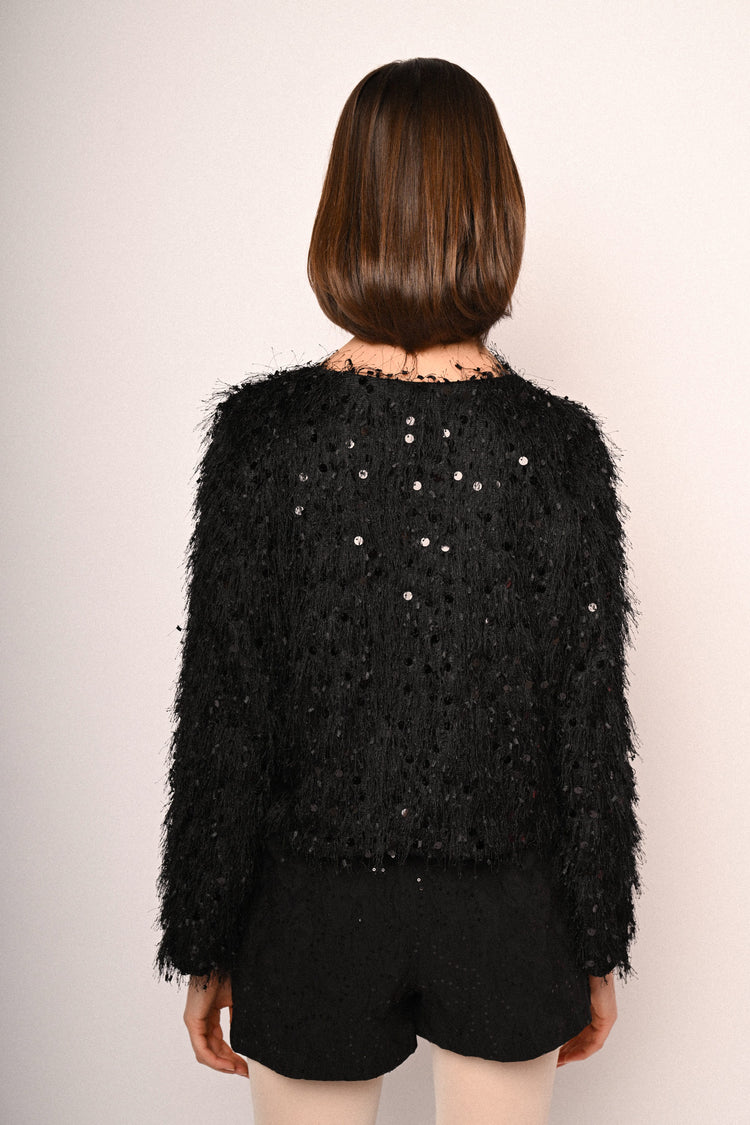 Giacca hairy con paillettes