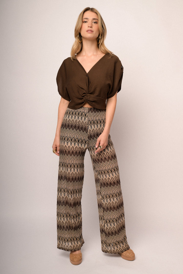 Pantaloni a righe zig-zag multicolor