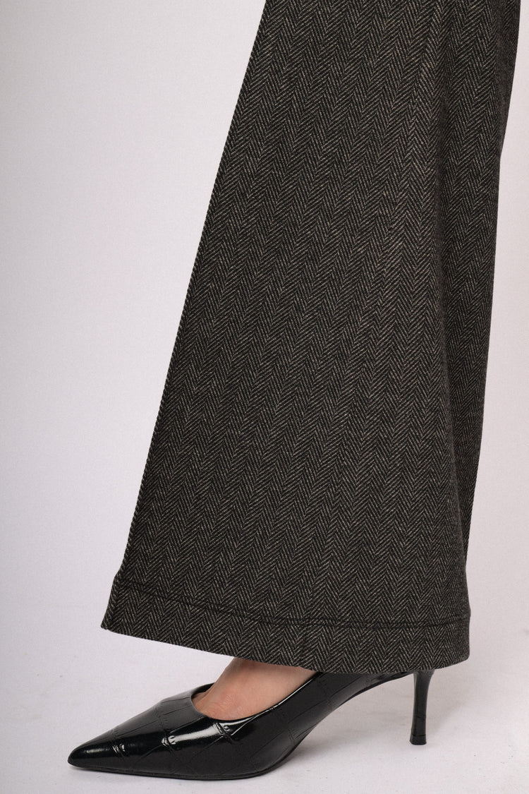 Leggings flare a spina di pesce grigio antracite