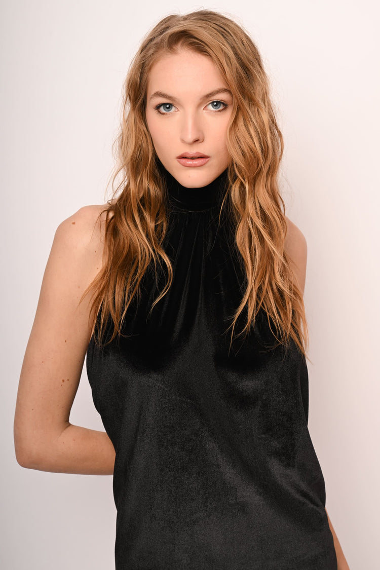 Mini abito halter in velluto