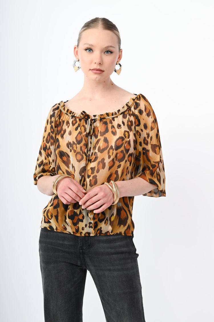 Blusa a stampa leopardata