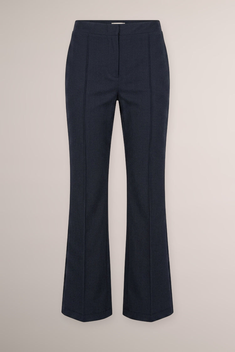 Pantaloni svasati misto cotone blu a righe