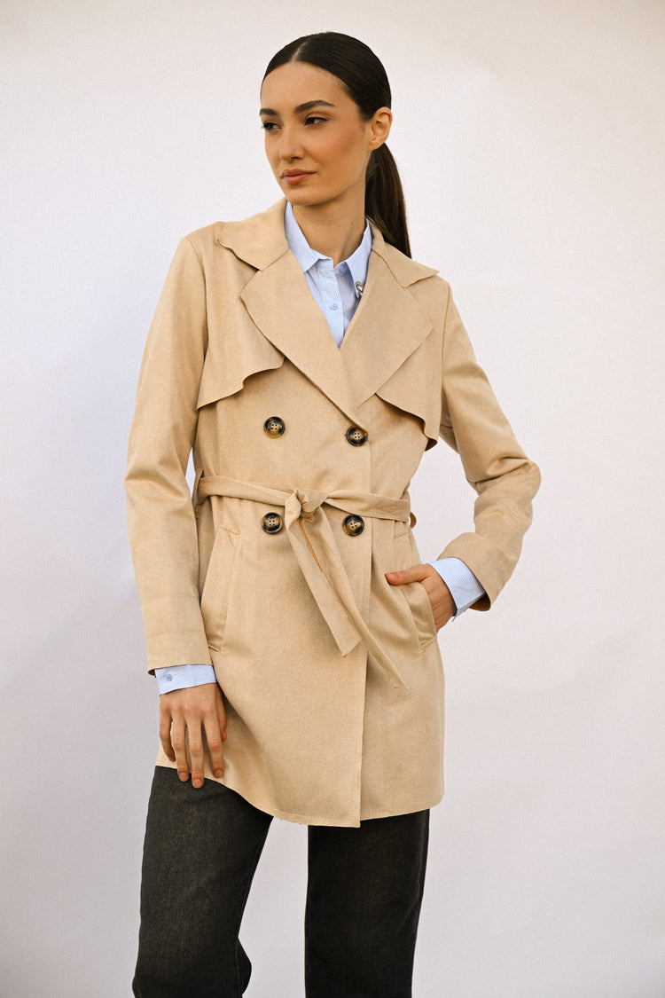 Trench corto in faux suede