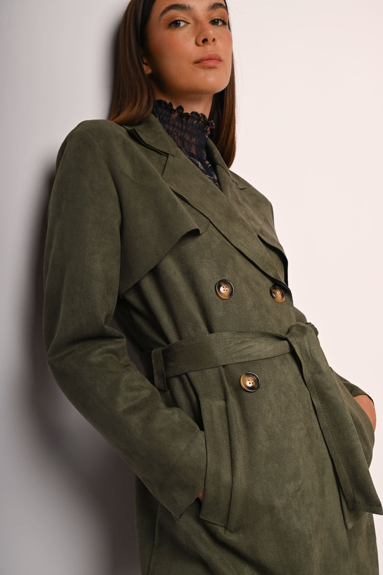 Trench corto in faux suede
