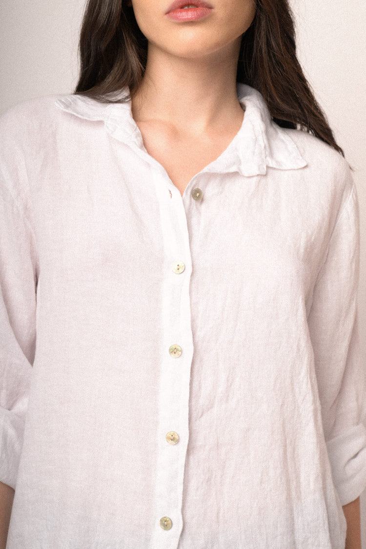 Camicia oversize in lino bianco