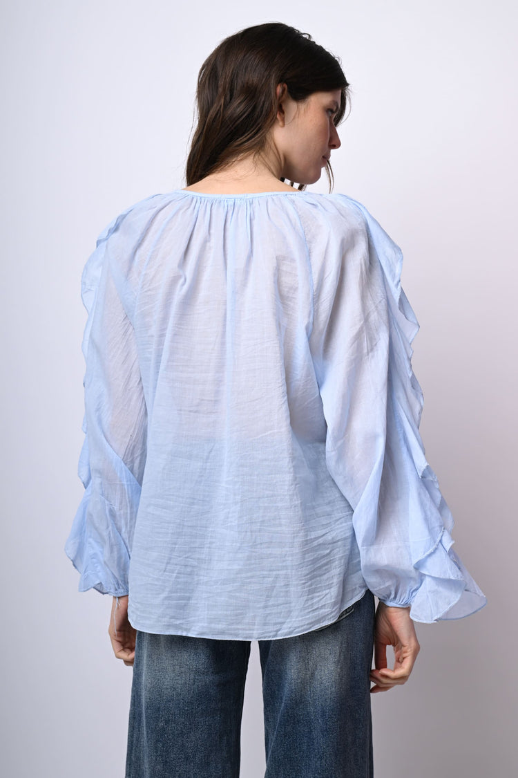 Camicia in mussola di cotone con volants