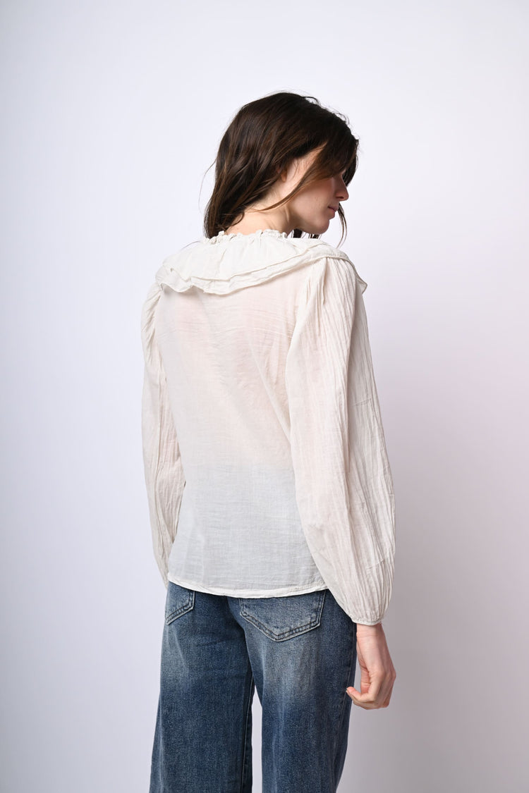 Camicia in mussola di cotone con volants