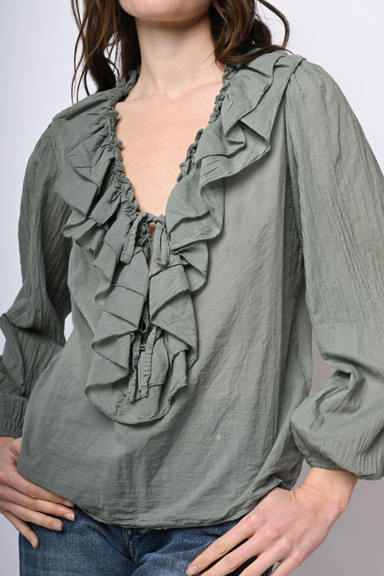 Camicia in mussola di cotone con volants