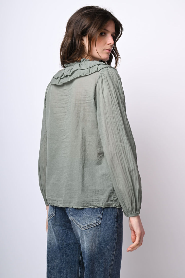 Camicia in mussola di cotone con volants