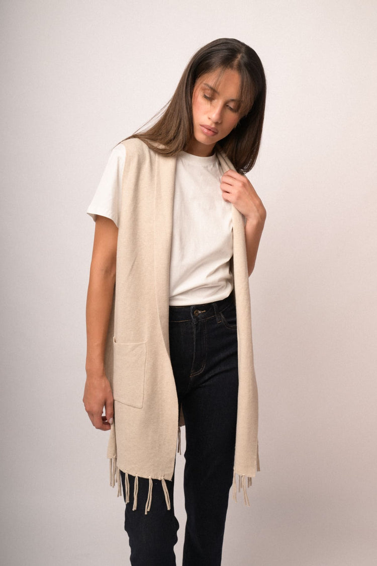Gilet lungo con frange