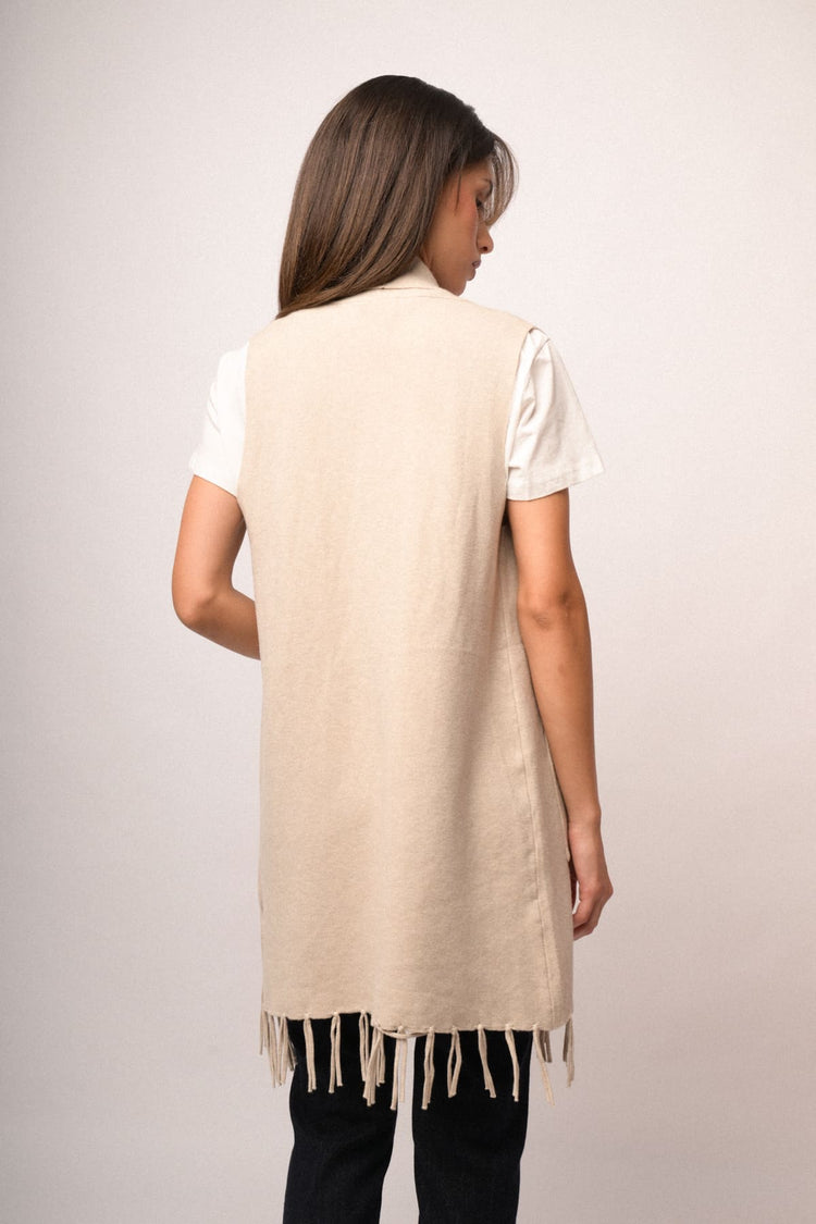 Gilet lungo con frange