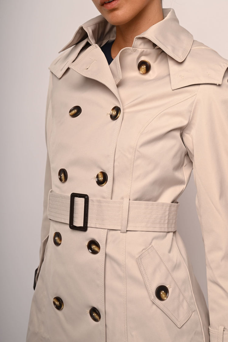 Trench doppiopetto con cappuccio