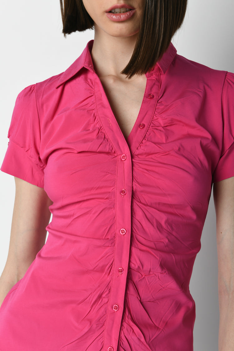 Camicia arricciata misto cotone