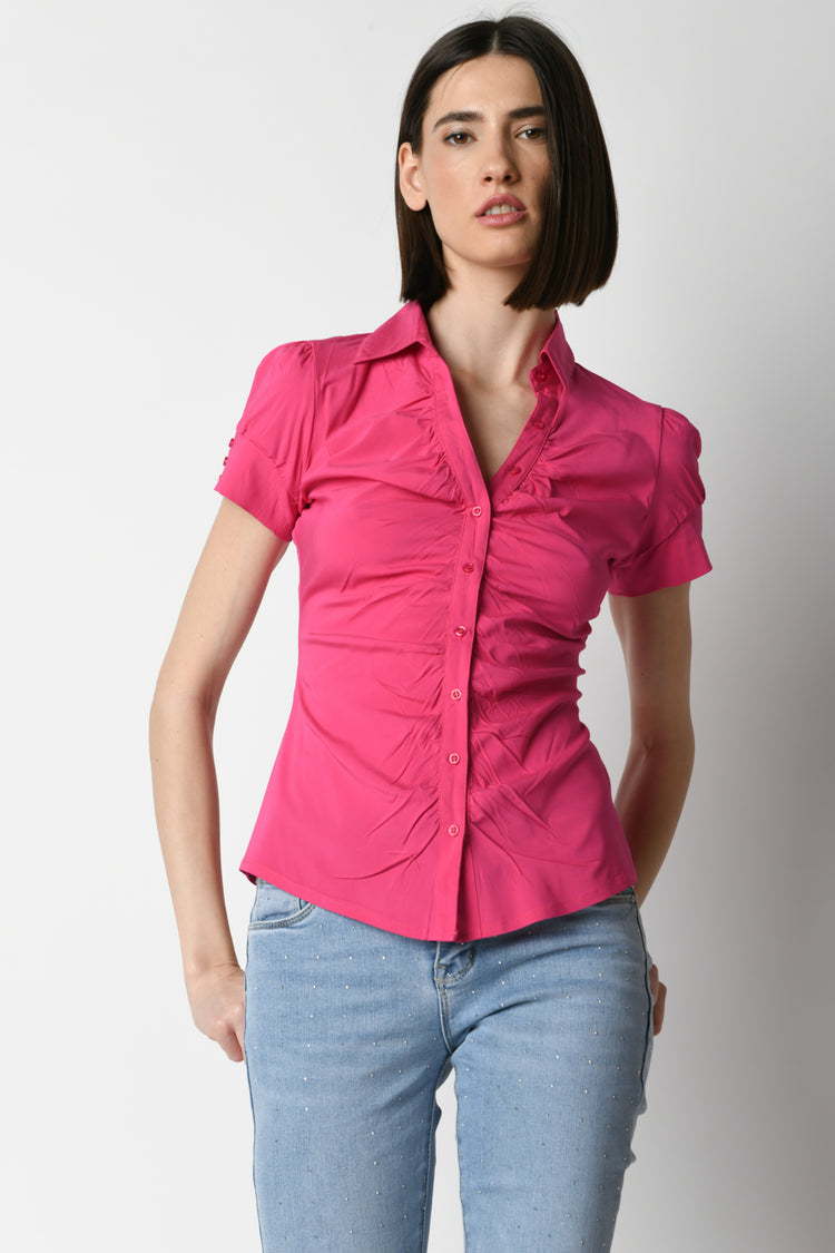 Camicia arricciata misto cotone