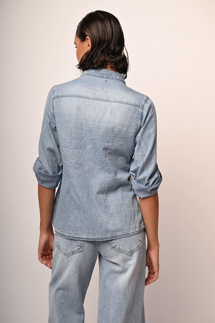 Camicia in denim con strass