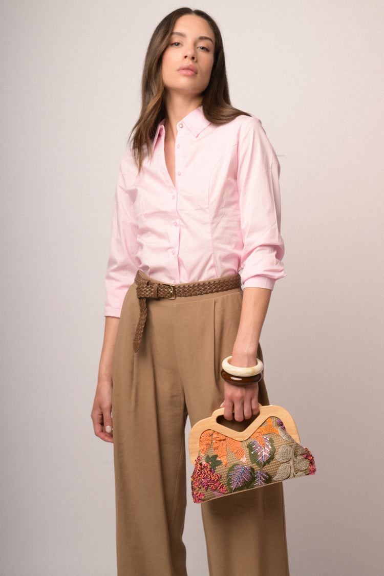 Camicia con bottone strass