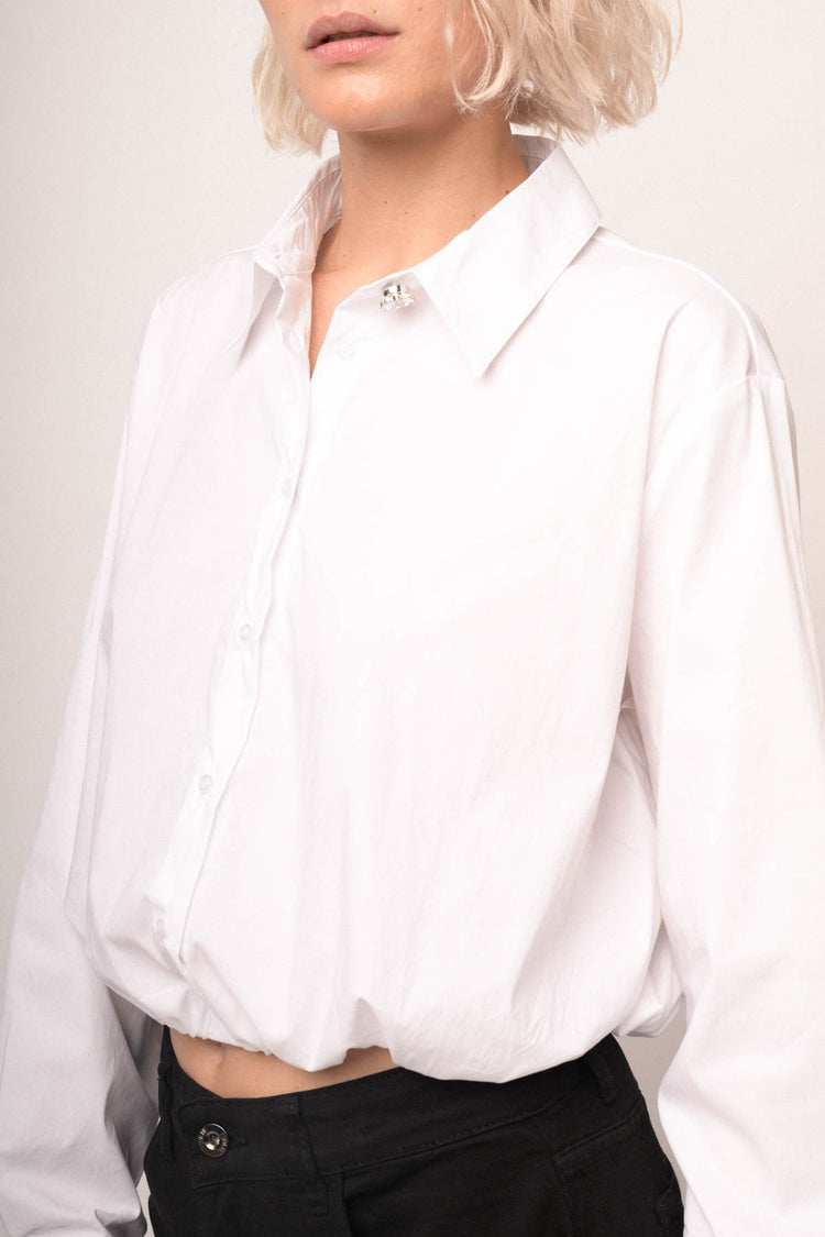 Camicia con bottone strass ed elastico