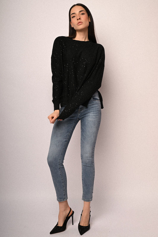 Jeans skinny con glitter