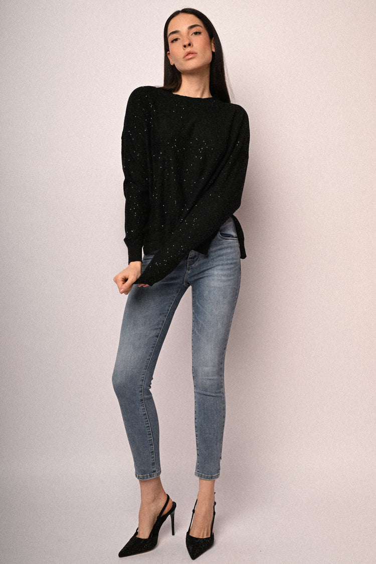 Jeans skinny con glitter