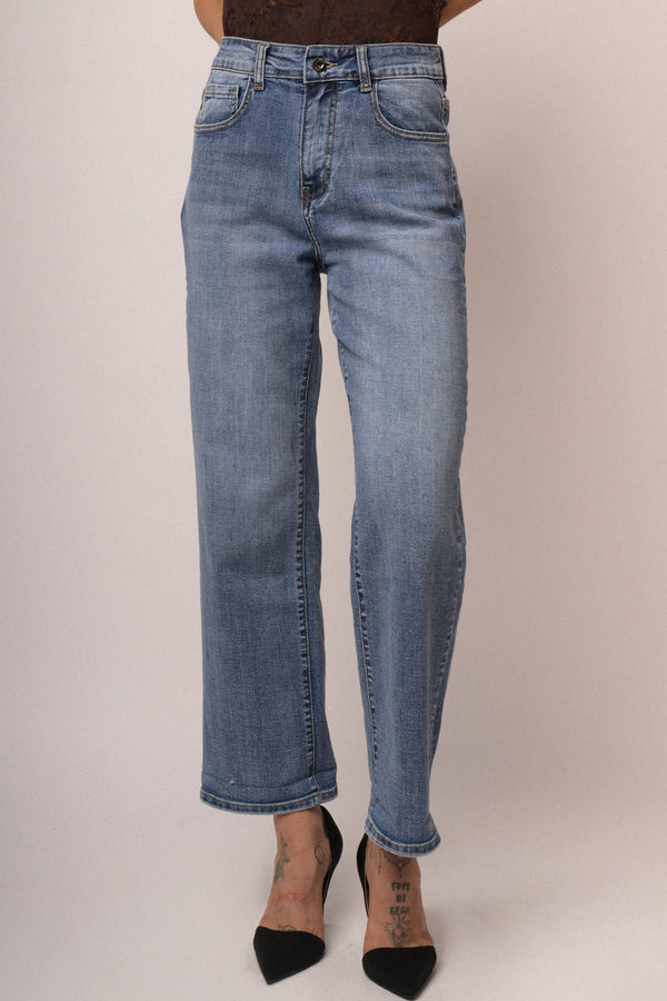 Jeans wide-leg in denim azzurro