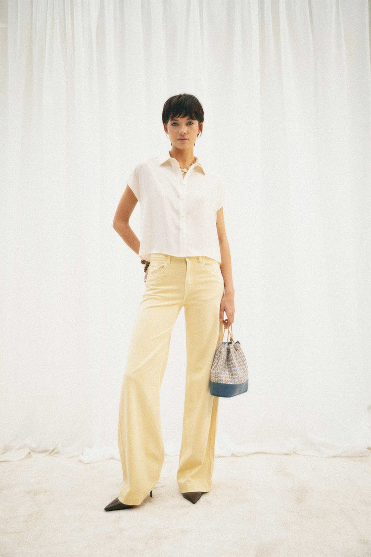 Pantaloni wide-leg in drill