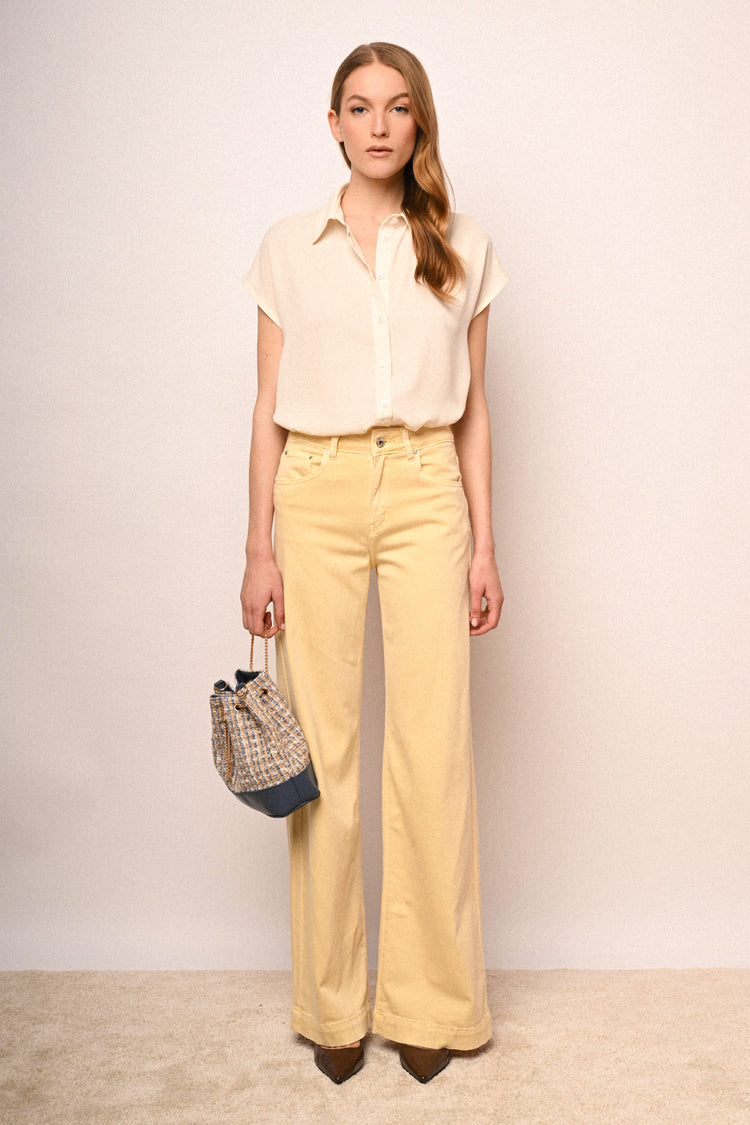 Pantaloni wide-leg in drill