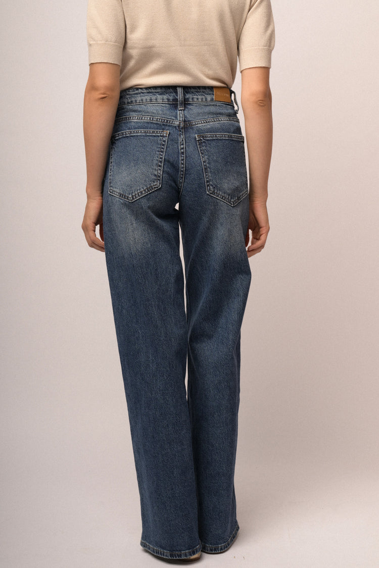 Jeans palazzo con impunture