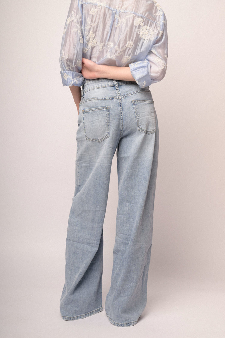 Jeans wide-leg in denim azzurro