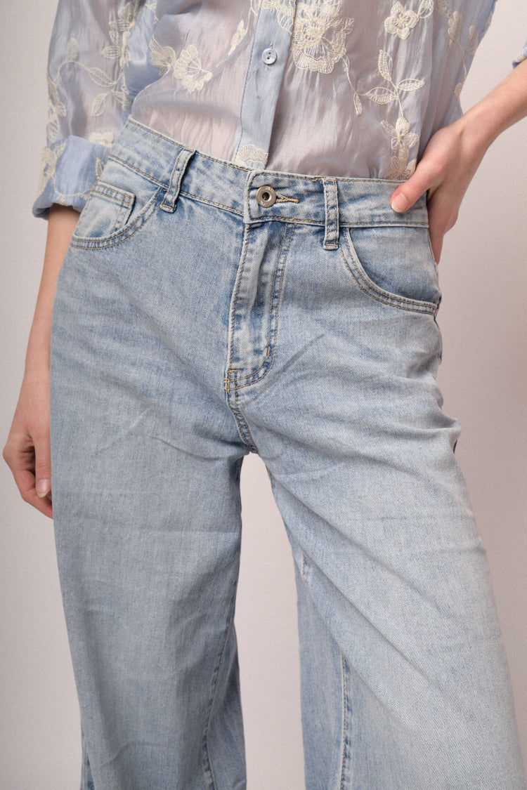 Jeans wide-leg in denim azzurro