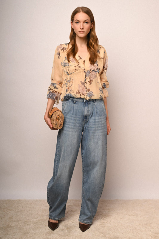 Jeans baggy pence e strass