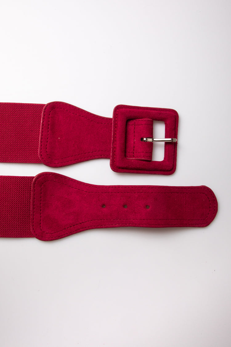 Cintura elastica con fibbia in faux suede