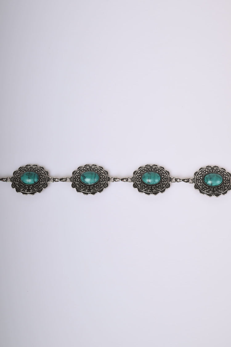 Cintura gioiello con pietre effetto turchese