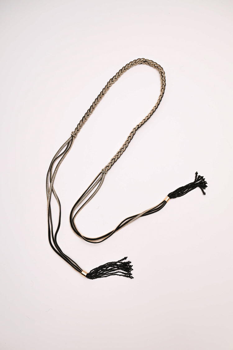 Cintura sottile intrecciata con strass