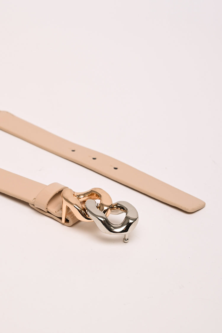 Cintura sottile elastica con fibbia intrecciata