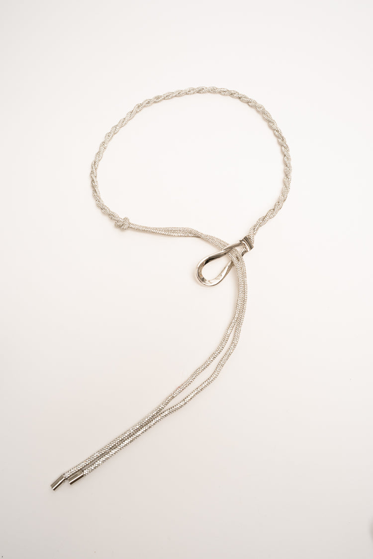 Cintura intrecciata ad anello con strass argento