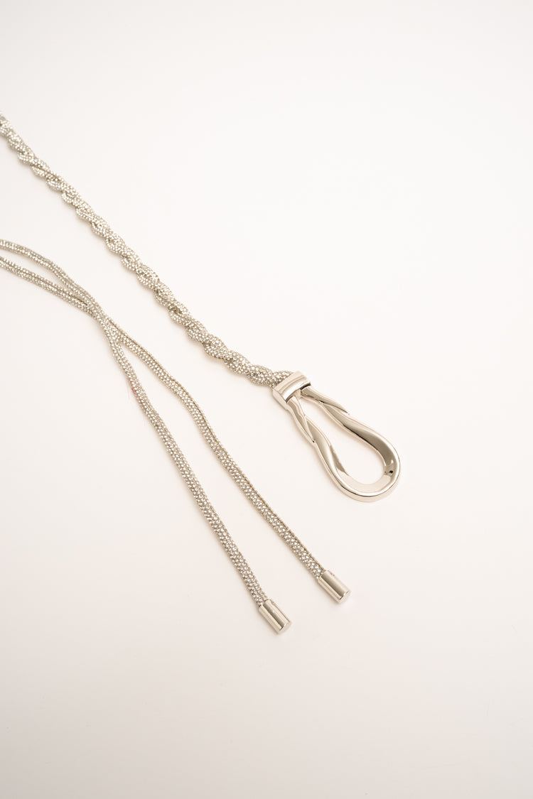 Cintura intrecciata ad anello con strass argento