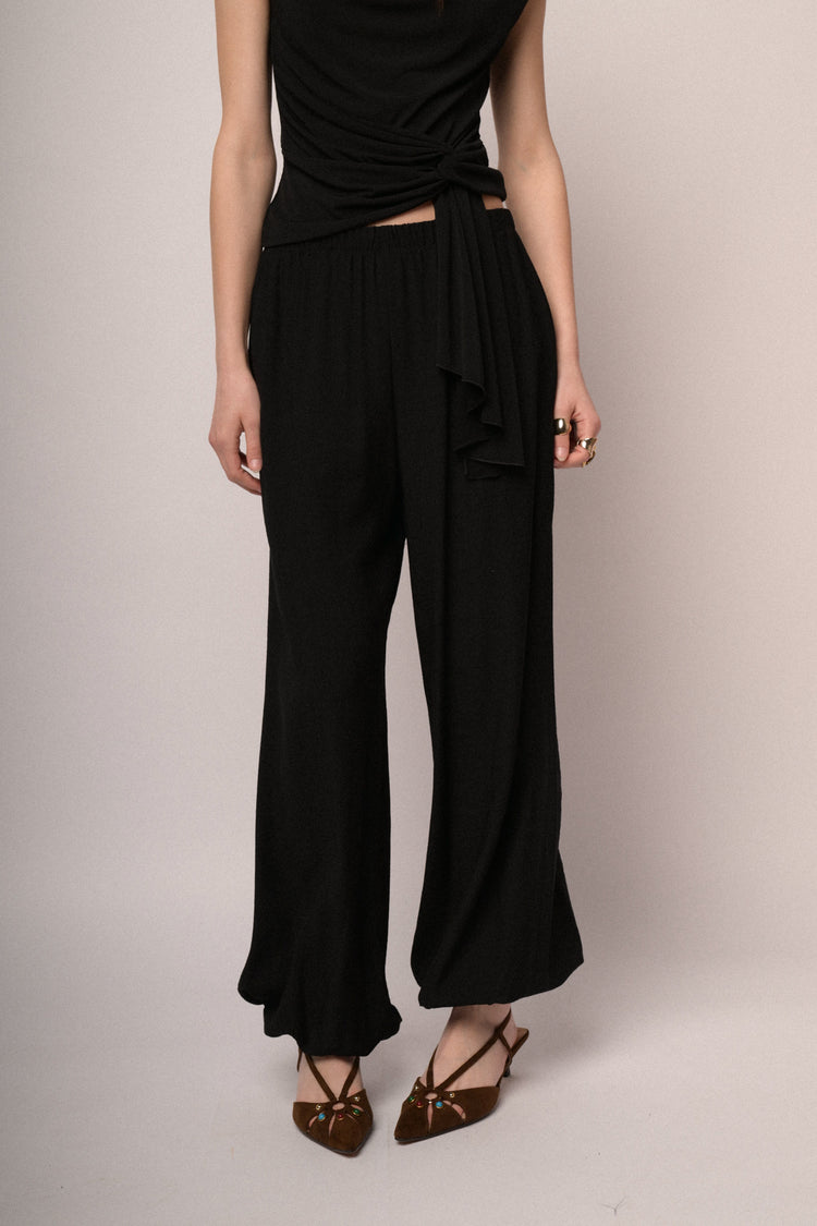 Pantaloni alla turca misto viscosa nero
